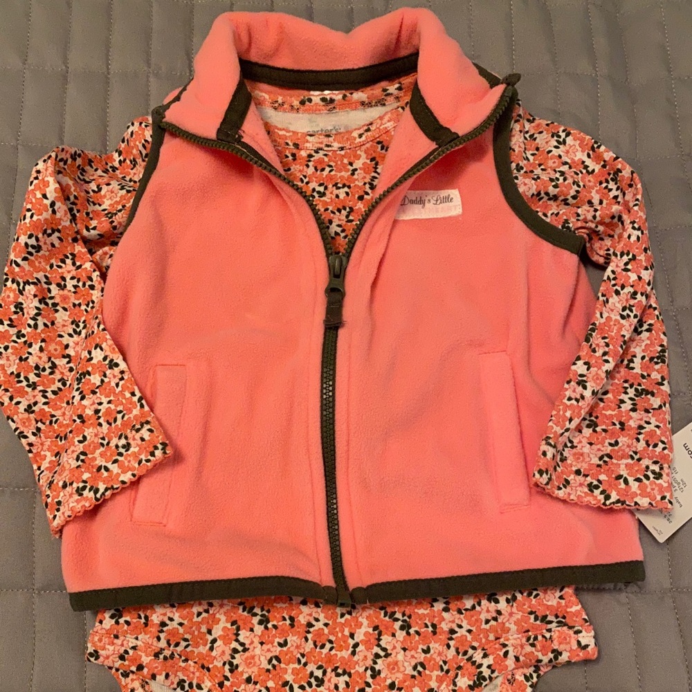 NWT 12mo floral onesie w/ vest set